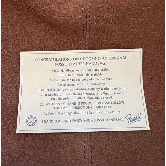 Vintage 90's Suede Fossil Hobo Bag With Vintage Fossil Key Charm - Picture 12 of 12